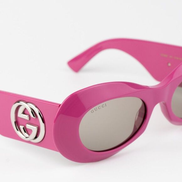 NEW Gucci GG1696S 004 Fuchsia Pink Grey Women Oval Sunglasses GG 1696S - Picture 5 of 10